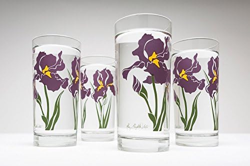 Purple Irises - Set of 4 Glasses Everyday Drinking Glasses, Gift for Mom, Gift for Her, Wedding Gift