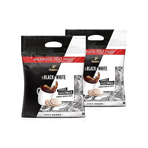 Tchibo Kaffeepads Vorratspack Maxipack, BLACK&WHITE, 200 Stück – 2x 100 Pads (Kaffee, kräftig mit starkem Geschmack…