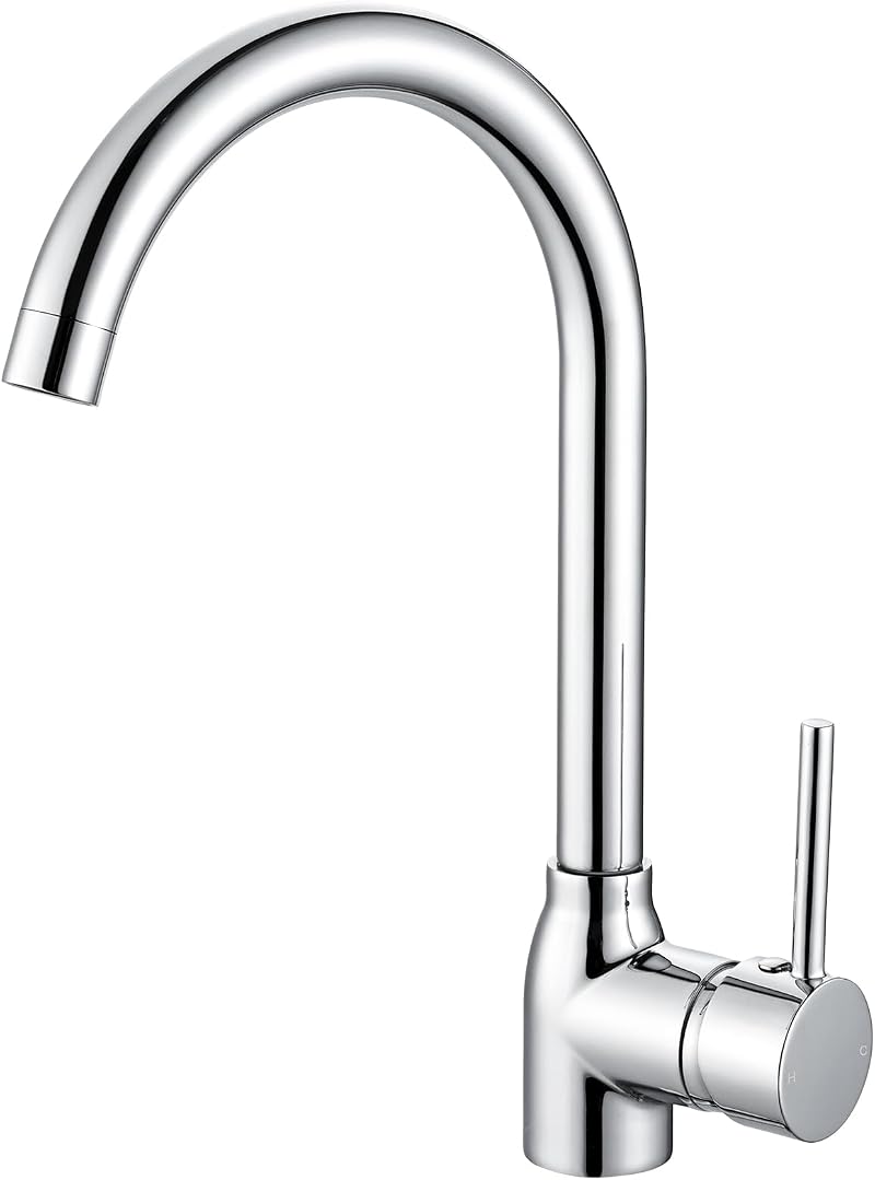 Hapilife Kitchen Sink Mixer Tap Single Lever Monobloc Polished Chrome 1 Hole
