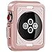 Wolait Compatible With Apple Watch Case 42mm,Rugged Protective Case + Tempered Glass Screen Protector for Series 3,Series2,Series1,Rose Gold