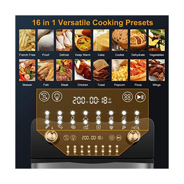 Fynllur-Air-Fryer-146L-1700W-XL-Oil-Free-Toaster-Oven-16-in-1-Oilless-Cooker-with-LED-Digital-Touchscreen-Countertop-Oven-Rotisserie-Dehydrator-Defrost-Auto-Shutoff-with-9-Accessories-and-Recipes Fynllur Air Fryer 14.6L 1700W XL Oil Free Toaster Oven 16-in-1 Oilless Cooker with LED Digital Touchscreen Countertop…