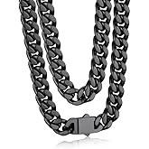 Bandmax Mens Stainless Steel Chain Necklaces 5/7/9/12MM Chunky Miami Cuban Link Chain Necklace Silver/Gold Plated/Black Chains for Men 18"-30"