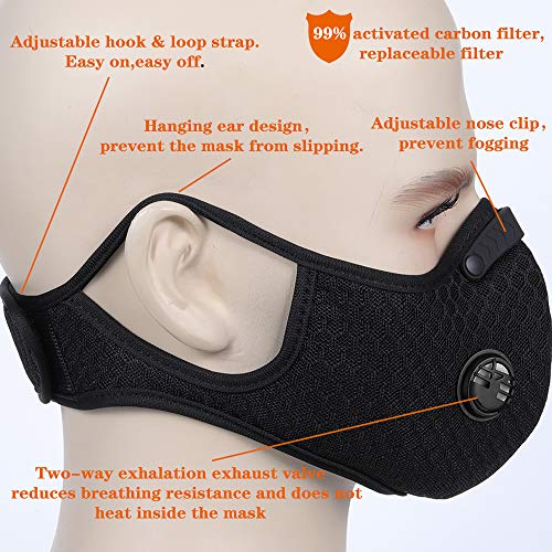 Dust Mask, AUPSEN Adjustable Respirator Mask, Activated Carbon N99 Filter and 5-layer Filter Cotton, Reusable Breathing Mask for Pollen Allergy Woodworking Mowing Running Cycling Outdoor Activities