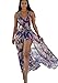 Women's V Neck Halter Floral Maxi Skirt Overlay Rompers Jumpsuit Playsuit XX-Large
