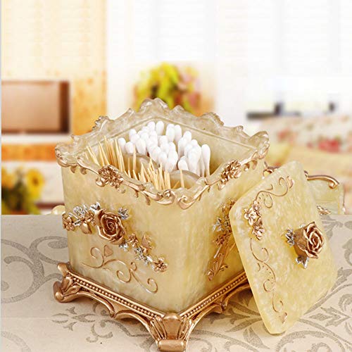 Easycomf Toothpick Holder Toothpick Dispenser cotton swab box high-grade creative toothpick box for living room and storage box(Champagne Gold)