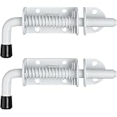 JQK Spring Loaded Latch Pin, 304 Stainless Steel Barrel Bolt Thickened 2mm Door Lock, 5 Inch Matte White Finished(2 Pack), HSB300-WH-P2