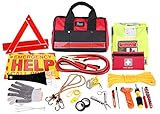 Thrive Auto Emergency Kit + First Aid Kit - Car Accessories Roadside Assistance & Survival Rugged Tool Bag with Jumper Cables, Reflective Safety Triangle and More - Cars Travel & Tow Essentials
