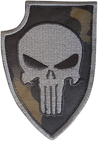 Multicam Black Punisher Shield US Navy Seals DEVGRU Morale Embroideru Hook&amp;Loop Patch