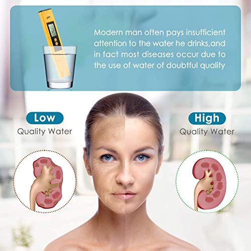 VEROSKY Digital PH Meter, PH Meter 0.01 PH High Accuracy Water Quality Tester with 0-14 PH Measurement Range for Household Drinking, Pool and Aquarium Water PH Tester Design with ATC
