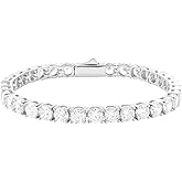 Lulu Mel 18K Gold Plated Tennis Bracelet for Women Men, 3/4/5mm Iced Out 5A Cubic Zirconia Classic Tennis Chain Bracelets 7 Inches 8 Inches, Diamond Tennis Bracelet Lady Fashion Jewelry