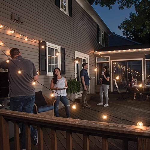 Afirst Outdoor String Lights 25Ft with 25 Edison Bulbs Vintage Hanging String Lights for Porch Market Backyard Patio Party Wedding Gazebo Lighting-Black