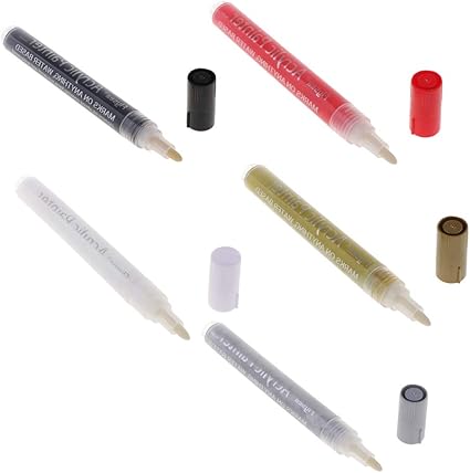 Amazon Co Jp マーカーペン アクリル 絵の具 マーカーアート 油性ペン イラストマーカー 塗り絵 絵描き 落書き 5個入り 文房具 オフィス用品