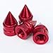 Tire Stem Valve Caps Cover Spike Style (Set of 4pcs) Aluminum with Gasket Rubber Rings Universal fit for All cars and Bike (Red)