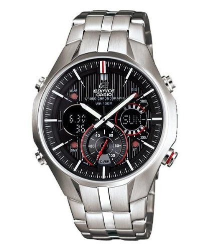 Casio Men's Edifice EFA135D-1A4V Silver Stainless-Steel Quartz Watch with Black Dial