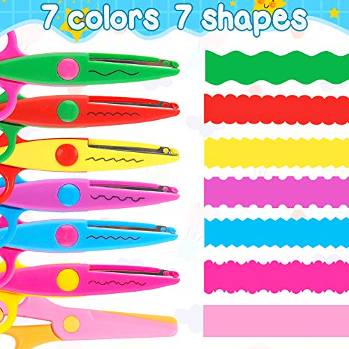 LovesTown Paper Edge Scissor Set,7 Pcs Shape Scissors Designs Pattern Scissors Craft Art Scissors for DIY Photos Album Scrapbooking