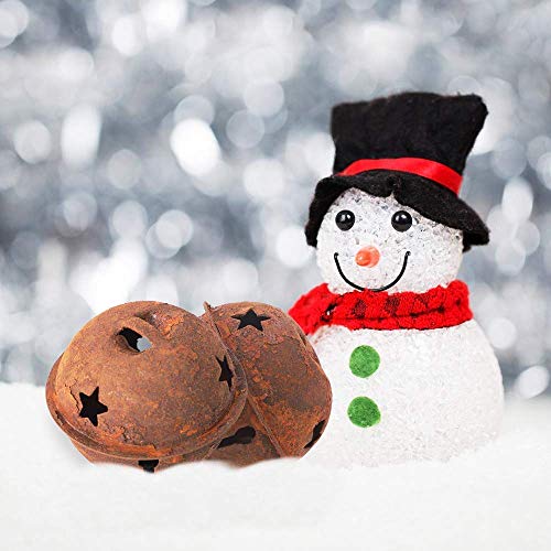 IDOXE Rusty Jingle Bells 1.2" Bulk Metal Star Decorative Cutout Craft Bell for Christmas Winter Holiday Season Decor Rustic Country Craft Supplies (10pcs)