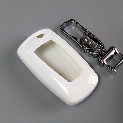 Angelguoguo ABS White Car Remote Key Fob Holder Case Cover with Key Chain for BMW Car 3 or 4 Buttons