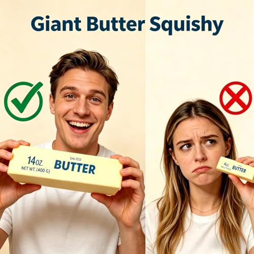 10in Giant Butter Squishy, Jumbo Big Butters 14oz Squeeze Stress Balls, Large Butter Stick Stress Relief Slow Rising Fun for Anxiety Relief Party Favors(1 PCS)