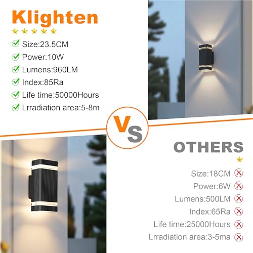 Aipsun Indoor/Outdoor Wall Light, IP65Outdoor Lighting GU10 Up Down 3000K, LED Wall Lamp - Garage Lighting Fixture | Black