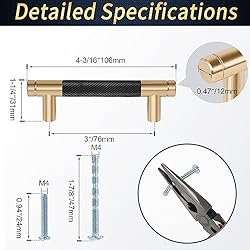 Zernmiarder Knurled Cabinet Pulls 12 Pack, 4 Inch