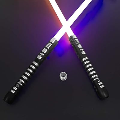 YDDSABER Lightsaber RGB 16 Colors Changing Metal Aluminum Hilt, Ghost Premium Force FX Black Series Light Saber with 3 Mode Sound,for Adults, Support Real Heavy Dueling (Set of 2(Black))
