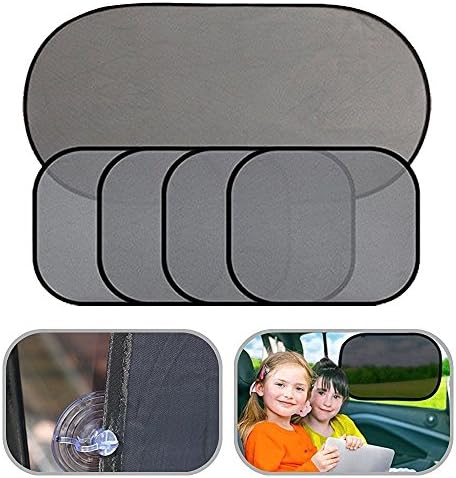 NEW 5pc Pinstripe Mesh Sun Visor Set Window Screen Sunshade Sun Shade Car Tool Black Free shipping