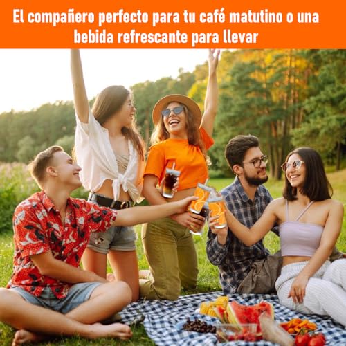 4 Piezas Vasos de Cristal de 550ml, Vaso de Vidrio con tapa y popote, para café/batidos/cócteles y jugos/vasos/Whisky/Capuchino