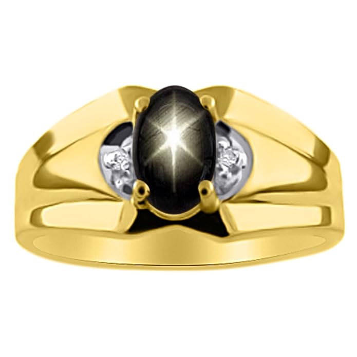 Diamond & Black Star Sapphire Ring 14K Yellow or 14K White