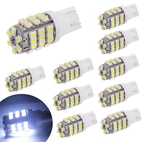 10 x T10 42-SMD Cold White LED Car Lights Bulb 194 168 2825 W5W 420 Lumens by Newest Chipset Technology