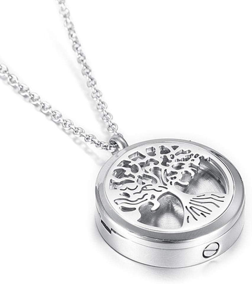 PicZhiwenture Mom and Child Perfume Locket Cremation Memorial Jewelry For Family Loss Urn Pendants Hold Ashes Keepsake Necklace-1pcs_silver