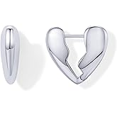 PAVOI 14K Gold Plated Bold Chunky Dupe Heart Hoop Earrings for Women | Gold Earring Pair - Valentines Day Trendy Jewelry