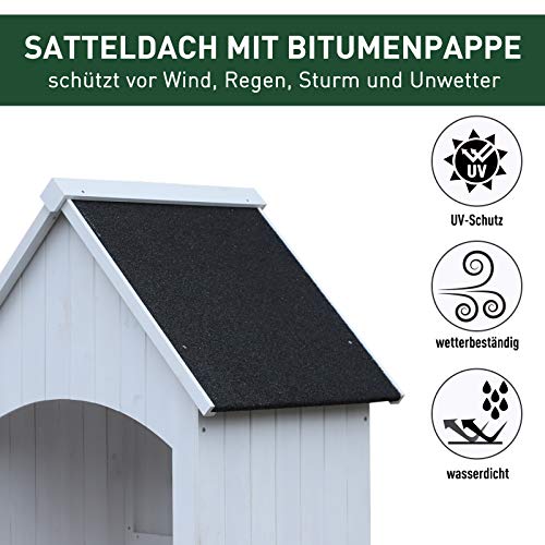 Outsunny Gartenschrank Holz Gerätehaus Gartenhaus Geräteschuppen Geräteschrank Holzhütte Giebeldach Bitumenpappe Weiß 77… – Bild 4