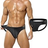 HASWECHYS Men's Sexy Jockstrap Underwear Bulge Enhancing 3D Pouch Mens Thongs Ice Silk Jock Strap