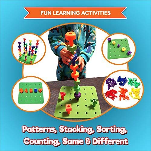 Peg Board Games for Toddlers Colors & Shapes Educational Toys for 2 3