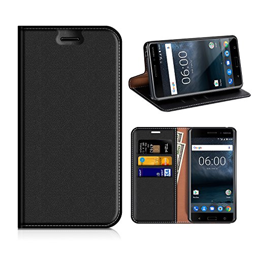 Nokia 6 (2017) Wallet Case, Mobesv Nokia 6 Leather Case/Phone Flip Book Cover/Viewing Stand/Card Holder for Nokia 6 (2017), Black