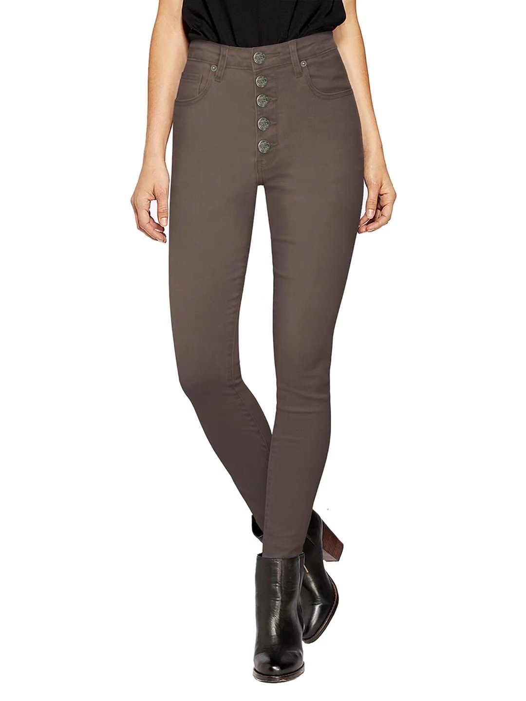 Photo 1 of & Company Women’s Classic Denim Mid Rise Skinny Jeans Super Stretch Pants P43257SKX Brown 18