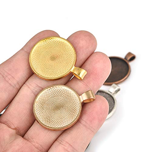 LANBEIDE 90 Pieces- 45 PCS Round Bezel Pendant Trays Sets, with 45 PCS Black Waxed Necklace Cord for Photo Pendant Crafting Jewelry - Thumbnail 3
