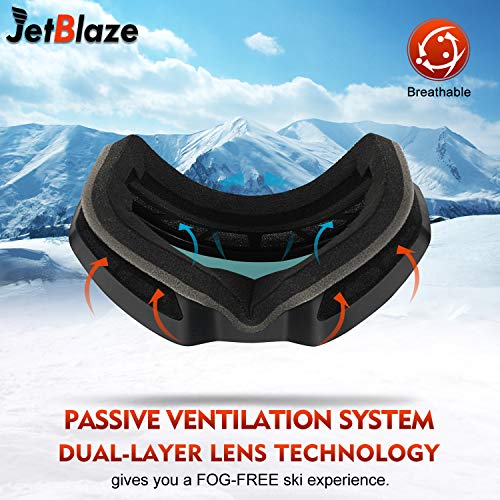 JetBlaze Ski Goggles, OTG Snowboard Goggles (Silver) - Thumbnail 3