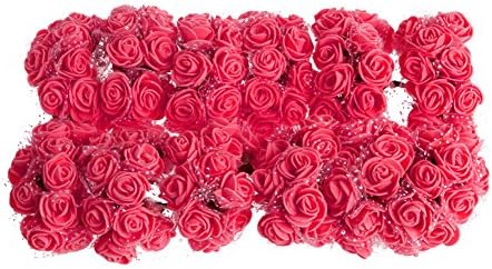 Ninko 144pcs Red Rose Foam Artificial Flowers For Wedding Bride Bouquet Party Decoration