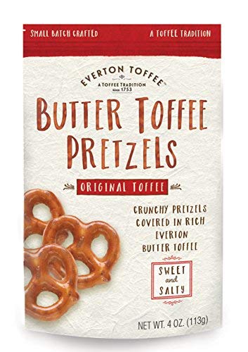 Everton Toffee Butter Toffee Pretzels, Variety Pack (4 oz. bag, 3-pack). Gourmet Artisan Toffee Covered Pretzels, Sweet and Salty Mini Pretzel Snacks, Small Batch Crafted