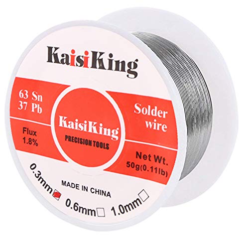 Kaisiking 63-37 0.3mm 0.6mm 1.0mm/50g Tin Lead Solder Wire Set, Rosin Core Solder Wire with Solder Wick for Electrical Soldering and DIY - Thumbnail 7