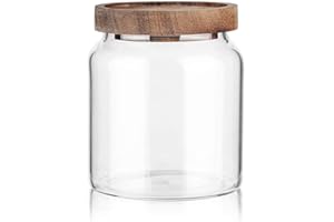 Labina Glass Storage Container Airtight Food Jars Kitchen Canister with Wood Lids, 20 Oz Wide Mouth Pantry Organization Glass