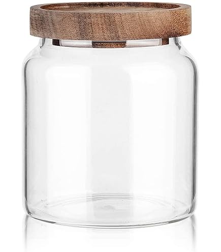 Amazon.com: Jar with wooden lid, capacity 0.50L, dimensions 96/95