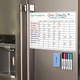 Whiteboard Chore Chart - Magnetic Dry Erase Chore Board for Multiple Kids - Chores White Board for Fridge - 17X12' - 5 Markers & Eraser with Strong...