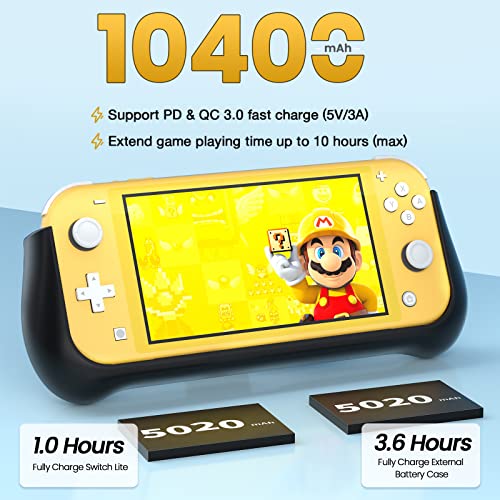 Battery Charger Case for Nintendo Switch Lite, LVFAN 10400mAh Portable  Charger Battery Pack Power Bank Externa