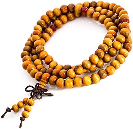 Buddha Prayer Beads Yoga Bracelet 108 Meditation Men Women Mala Chakra Wooden Comes with Free Meditation Digital Album (Light Wood)