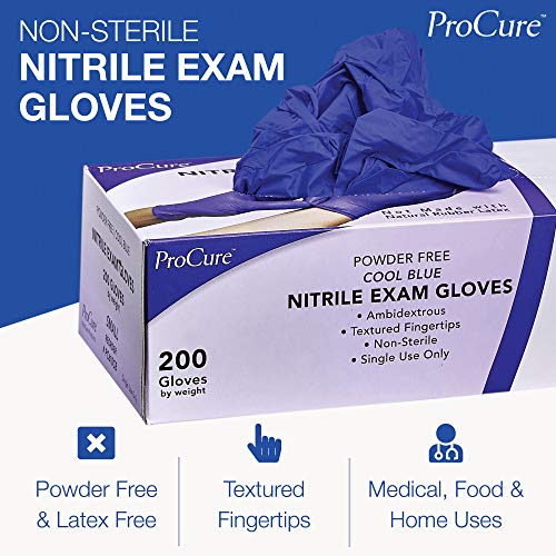 ProCure Disposable Nitrile Gloves Large, 200 Count Powder Free