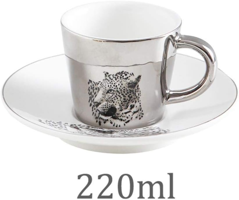 Mug Cup Coffee Gift Creative Leopard Anamorphic Cup Mirror Reflection Cup Zebra Mug Luycho Coffee Tea Set with Coaster 90Ml-220Ml,220Ml