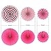 Party Hanging Paper Fans Set, Hot Pink Round Pattern Paper Garlands Decoration for Birthday Wedding Graduation Events Accessories, Set of 6