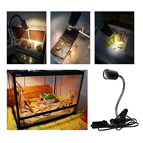 CTKcom UVA UVB Light Bulb Reptile Ceramic Heat Lamp Pet Heating Bulb Holder Clamp Lamp Fixture Heating Light Lamp For Reptiles,Aquarium Reptile Light Adjustable Habitat Lighting Stand,110V-130V(Black)